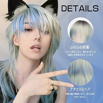 Amazon.co.jp: Sofeiyan ウィッグ メンズ ロングウルフ ハイ